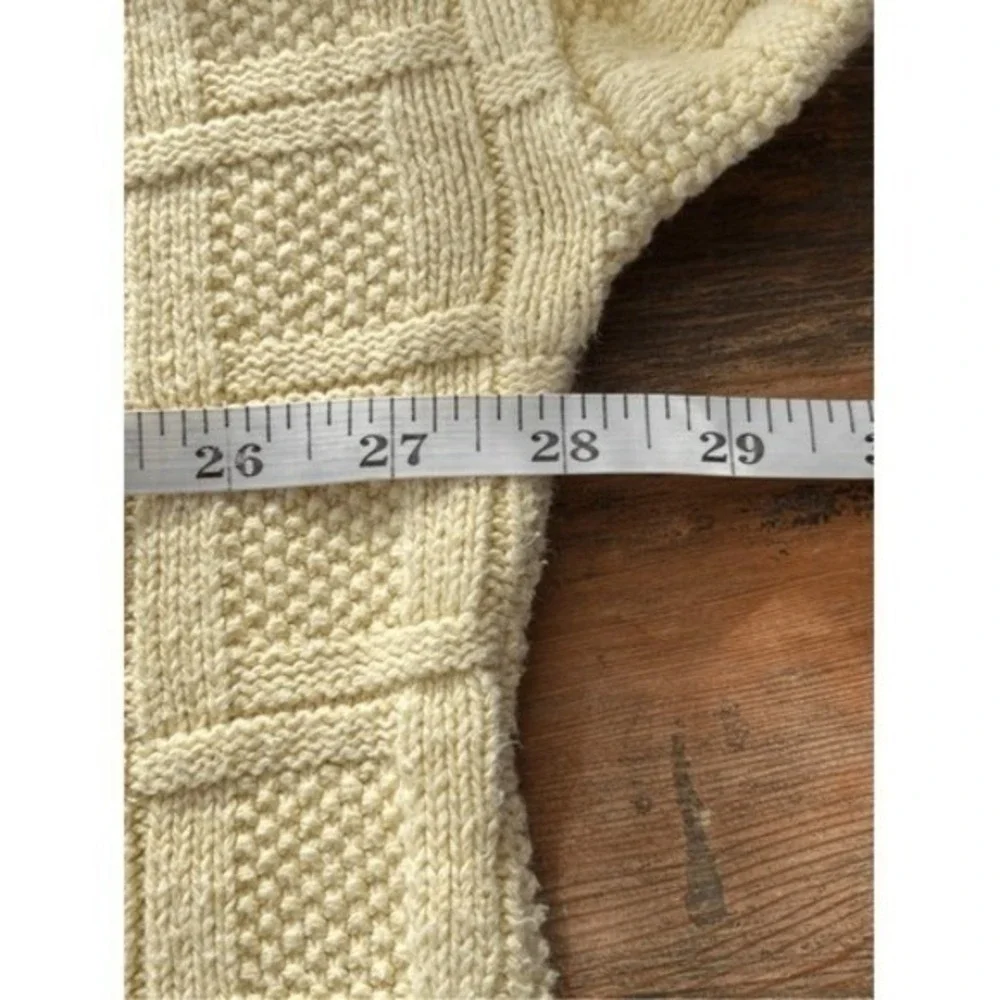 VTG Van Heusen 100% Cotton‎ Grandpa Sweater Butter Yellow Waffle Windowpane Knit